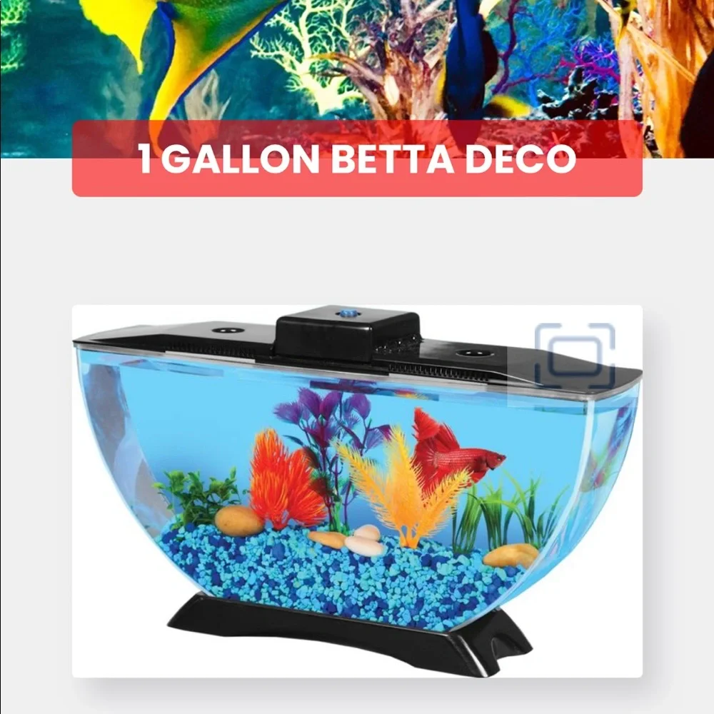Koller 1 Gallon Betta Fish Tank w/ LED lights *cracked please read description!*